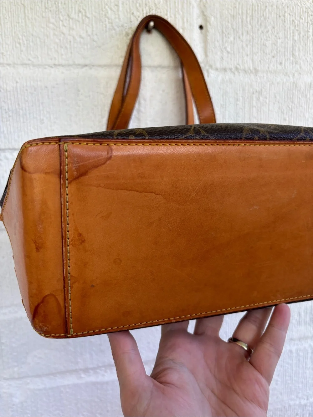 Louis Vuitton Piano Brown Monogram Canvas Tote with Tan Straps